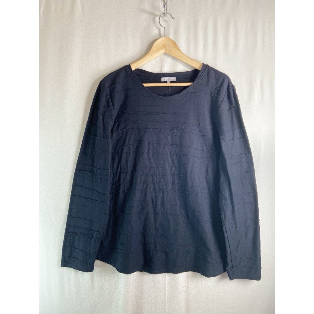 Habitat Top Size L Textured Relaxed Fit Long Sleeve Casual Comfort Minimalist